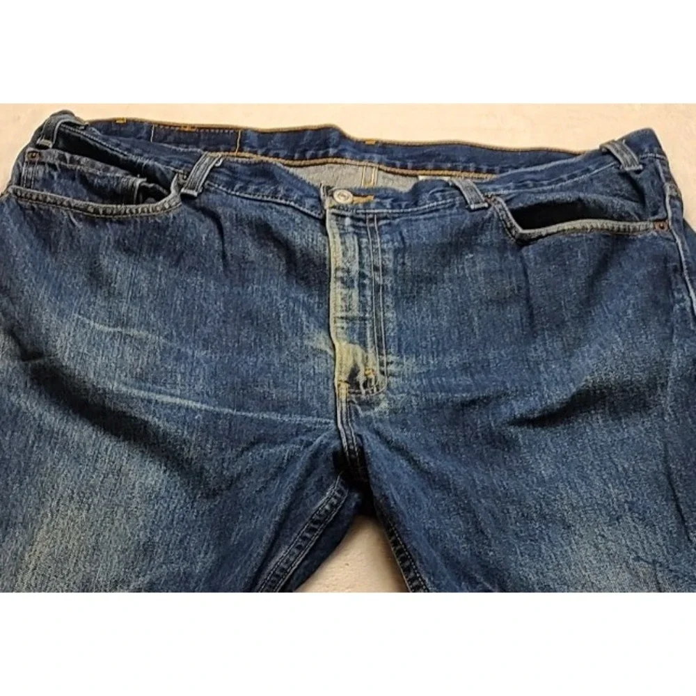 Levis 505 Regular Straight Leg Jeans Men's 40x32 Blue Indigo Denim Distressed